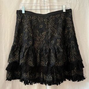 NWDT Elie Tahari lace skirt Chantelle black gold